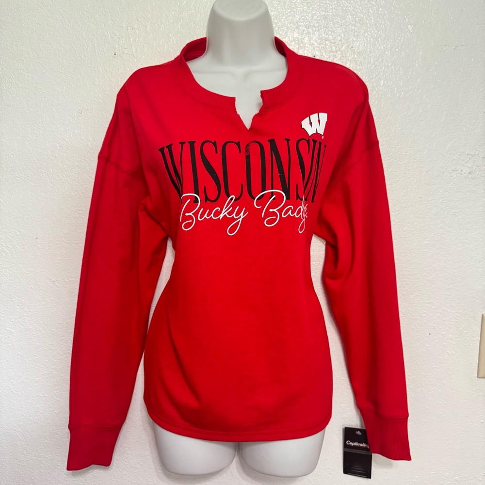 Wisconsin Bucky Badgers Red Crewneck Sweatshirt Womens Medium